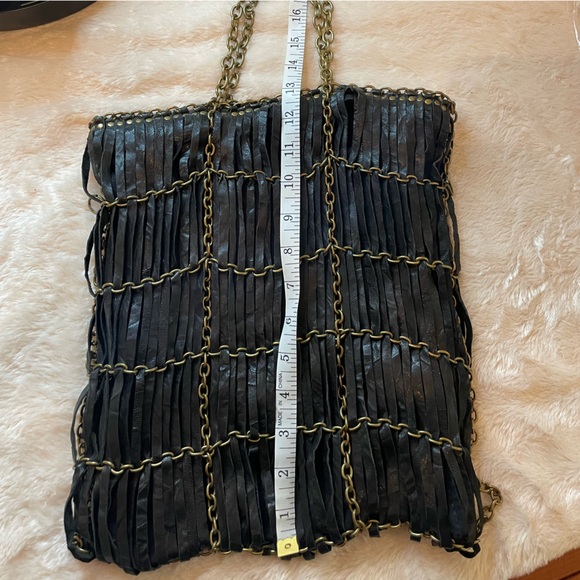 Black leather and gold burnished Stylish chain Boho Bag. Like new! - Picture 13 of 13
